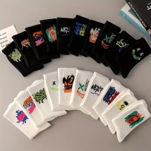 8 Paar modische Graffiti-Muster für Damen, mittlere Röhrensocken, Straßen-Skateboard-Paar, Sport- und Freizeitsocken