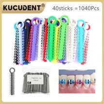 KUCUDENT 1040 Stück zahnärztliche kieferorthopädische elastische Ligaturbänder, Gummibänder für Klammern, Zahnspangen, elastomere Ringe für die Zahnmedizin