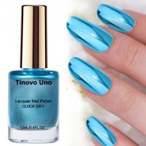Tinovo Uno Metallic Blue Nagellack, reguläre Maniküre, Basisöl, schnell trocknender Nagellack, Stärker, Chrom, Glanz, kein Backen, Lack