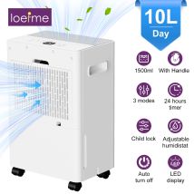 LOEFME 10L/Tag Luftentfeuchter Feuchtigkeitsabsorber Heimlufttrockner 1,5L Wassertank mit 3M Schlauch für Zuhause Keller Badezimmer Kleiderschrank