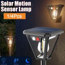 1/4 Pcs Solar Motion Sensor Light Outdoor Waterproof Lighting Dual Purpose Lawn Lamp and Wall Sconce for Garden or Porch