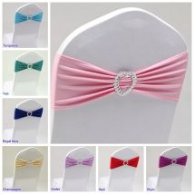 Hochzeit Dekoration Spandex Stuhl Schärpe Fliege Bands Knoten mit Liebe Herz Schnalle Stretch für Hotel Geburtstag Party Bankett Event