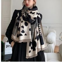 Damenmode Luxus Polka-Dot Schal Winter Kaschmir-ähnlicher weicher warmer langer Schal Fransenschal Lässiges Joker-Zubehör