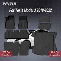 Alfombrillas para Tesla Model 3 2018-2022, alfombrillas de TPE para coche, antideslizantes, impermeables, para todas las estaciones, con botones, accesorios de sujetadores