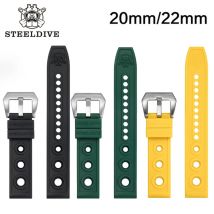 STEELDIVE Cinturini per orologi automatici di ricambio Cinturini per orologi automatici Braccialetti da 22 mm Orologi subacquei blu Cinturino in caucciù 20/22 mm