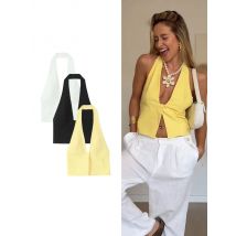 TFMLN Neue Halter Neck Sexy Tops Für Damen Solide Grund Clubwear Mode Schlanke Backless Frauen Vintage-Mode Kurze Streetwear