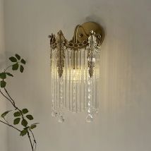 French Retro Light Luxury Ball Crystal Wall Lamp Glass Tassel American Bedside Background Wall High Quality Crown Wall Lamps