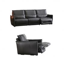 Luxury Dual Motor Genuine Leather Electric Recliner Sofa 3-Seater Power Reclining Couch Adjustable Backrest Footrest Living Room