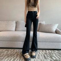 Y2K Harajuku Straße Casual Einfache Feste Farbe frauen Jeans 2024 Neue Mode Dame Hohe Taille Schlank VielseitigMicro Flare Hosen