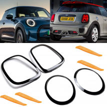 Anillo embellecedor de luz trasera con bisel de faro, negro brillante para Mini Cooper F55 F56 F57 con herramienta de instalación