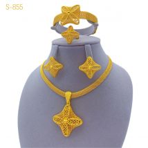 Luxury France Dubai 24k Gold Color Jewelry Set For Women Bridal Wedding Necklace And Earrings Set African Wedding Party Gifts