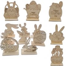 1pc Ostern Holz Hohl Ei Ornament Multi Typ Kaninchen Ornament Für Tisch Dekorationen Kinder Geschenke Liefern Handgemachte DIY Malerei