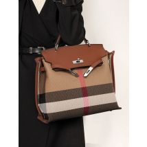 Aidran Retro bag with flap for women, large capacity canvas bag with real cowhide stitching, high-end atmosphere novelty of 2024