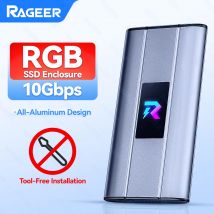 Custodia SSD RAGEER RGB M.2 NVMe: custodia in alluminio senza attrezzi USB 3.2 Gen 2 ad alta velocità da 10 Gbps che supporta SSD M.2 NVMe fino a 4 TB