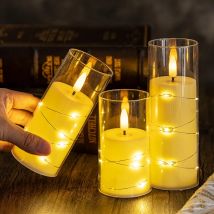Flackernde flammenlose Kerzen für romantische Atmosphäre und Heimdekoration mit eingebetteten Sternschnur, batteriebetriebene Kerzen