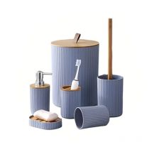 6 pezzi accessori per il bagno scatola dispenser di sapone spazzola per WC bottiglia di lozione pattumiera set di stoccaggio per bagno in plastica tazza per spazzolino da denti