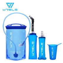 WRELS Bottiglia d'acqua pieghevole in silicone all'aperto Viaggiare Sport Corsa Ciclismo Bollitore Bottiglia d'acqua BPA gratuito 500 ml con cannuccia