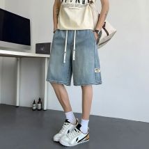 Sommer Side Ripped Applikationen High Street Fashion Denim Shorts Oberbekleidung Gerade bein Y2K Bermudas Baggy Für Männer Denim Shorts