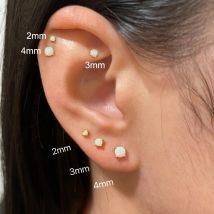 2PC Stainless Steel Opal Small Stud Earrings For Women 2/3/4mm Tiny Ear Bone Nail Cartilage Piercing Earring Jewelry Pendients