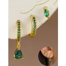 3PCS Fashion Crystal Zirconia Huggie Hoop Earrings Set For Women Small Gold Color Cartilage Water Drop Earring Piercing Jewelry