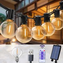 Guirnaldas de luces para exteriores G40, adorno Solar LED, lámparas de cuerda para Patio, cadena Solar para acampar, jardín, fiesta, boda, decoración de terraza