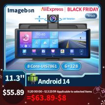 W60 11.3 ''8 Core Android 14 6 + 128GB Lettore multimediale Carplay e Android Auto 5G WiFi Google Play Youtube Netflix OTA Aggiornamento