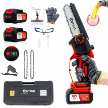 Sega a batteria da 6 pollici, 2*3000mAh, sega a catena MINI senza filettatura, 3 catene + 1 barre guida catena