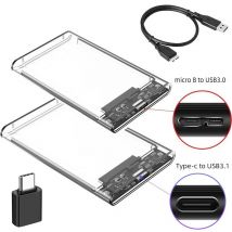 Custodia per disco rigido USB 3.0/Tipo C a SATA III per HDD da 2,5 pollici SSD Custodia per disco rigido esterno Scatole per disco rigido Supporto UASP HDD Box