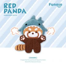 Cute Cross Dressing Red Panda Self-adhesive Embroidery Patch Bag iPad Mobile Clothes Decoration Sticker Diy Scratch Applique