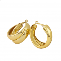 Charms  Glossy Double Ear Buckle Gold Color Earrings for Women free shipping halloween Hoop Earrings Fine Jewelry Accessories