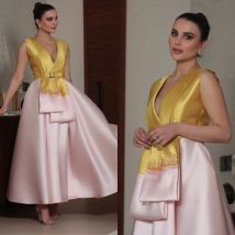 Modisches Ballkleid mit V-Ausschnitt, knöchellange Abendkleider, Pailletten-Satin, formelles Anlasskleid, Luxuskleider, Hochzeit, Party, Mohamedе сГь