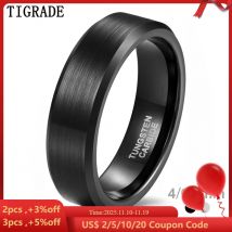 TIGRADE 4/6/8/mm Black Tungsten Carbide Ring Men Brushed Silver Color Wedding Band Women Engagement Rings For Male Jewelry
