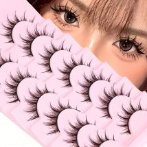 7 Paar Manga-Wimpern – natürlicher Look, 3D-Volumen, dünn, flauschig, stachelig, Anime- und Cosplay-Wimpern – Packung