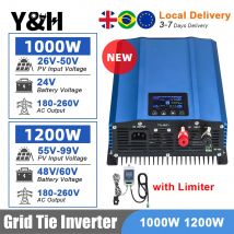Y&H 1200W 1000W Grid Tie Inverter con limitatore Onda sinusoidale pura Inverter solare Modalità di scarica della batteria Ingresso 48V/24V WiFi opzionale