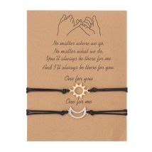 2pcs/set Charm Couple Friendship Bracelet Love Heart Daisy Volcanic Stone Bead Bangles Bracelet For Women Men Lucky Wish Jewelry