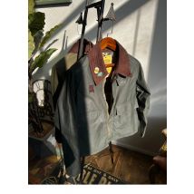 Schneider Brando Öl Wachs Leinwand Spey Jacke Revers kurze Silhouette Safari Vintage schlanke Jacke