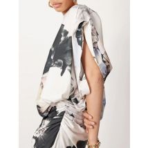 UOOZEE Women's Vintage Floral Printed Maxi Dress Asymmetric Batwing Sleeves High Slit Party Dress 2025 Elegant Evening Gown