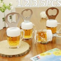 1-5PC Creative Beer Glass Shaped Soda Bottle Opener Magnetic Hanging Bottle Opener Fridge Magnets Funny Gift Home Kitchen Gadget