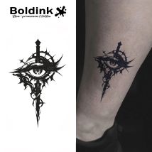Boldink Allsehendes Auge mit Thorned Swo Temporäres Tattoo, Haben bis 15 Tage neue Technologie, magischer, wasserfester, semi-permanenter Aufkleber
