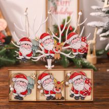 9 stücke hölzerne Weihnachts mann Weihnachts anhänger Schneemann Elch Ornament Weihnachts geschenke DIY Weihnachts baum Dekor für Zuhause Neujahr 2025