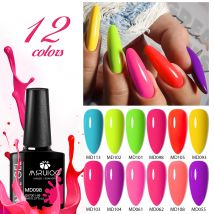Msruioo 8ml Neon Gel Nagellack fluor zierend semi permanent UV LED Gel Lack für Nail Art Maniküre DIY Nägel vernis einweichen