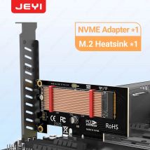 Adaptador JEYI PCIe a NVMe con disipador térmico SSD de aluminio, tarjeta de expansión 64Gbps M.2 ssd PCIe 4,0 X4 X8 X16 para escritorio