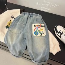 Frühling Herbst Kleinkind Jungen Denim Hosen Baumwolle Animepattern Babys Jungen Jeans Beiläufige Lose Elastische Taille Hose Für Kinder Jungen