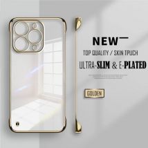 Custodia sottile senza cornice trasparente con piastra morbida di lusso per iPhone 17 Air 16 15 14 13 12 11 Pro Max 16e Plus Mini copertura protettiva