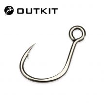 OUTKIT Neue 10 stücke Angeln Köder Ersatz Haken 5X Stärken Einzel 33 Angelhaken Inline Big Eye Größe 1 2 4 angelgerät High Carbon Stahl