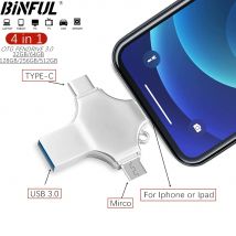 Per iPhone Chiavetta USB 3.0 ad alta velocità 512GB 256GB 1TB Photo Stick 4in1 Thumb Memory Stick Pendrive per IPhone Android TYPE-C