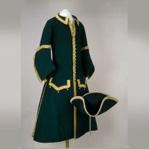 1715s-1730s grünes Trauer jacken kostüm philippe ii Herzog von Orleans Periode Herren anzug Vintage Regentschaft jacke Theater kostüm