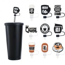 9PCS Nette cartoon Kaffee tasse Stroh Abdeckungen Kappe Kompatibel Mit Stanley 30 & 40Oz Cup10mm Stroh Topper wiederverwendbare Staub-Proof Stroh Ca