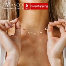 eManco Angepasst Edelstahl Name Halskette Benutzerdefinierte Personalisierte Brief Choker Halskette Anhänger Typenschild Geschenk Dropshipping