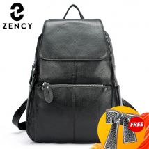 Zency Stilvoller Damen-Rucksack aus echtem Leder in Weiß und Schwarz, A++-Qualität, Diebstahlsicherer Rucksack mit großem Fassungsvermögen, Reise-Designer-Rucksack